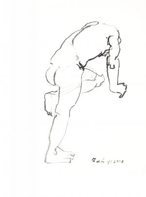 Boris von Reibnitz Kohlezeichnung "sich aufstützende Figur"-327